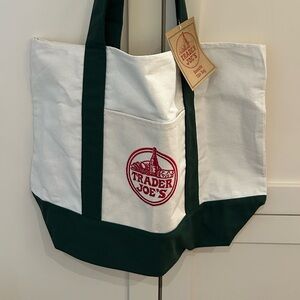 NWT Trader Joe's Green Canvas Tote Bag, limited edition